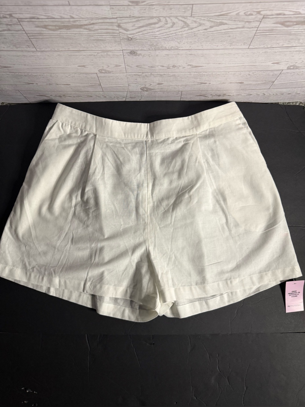 PrettyLittleThing Size 10 Shorts White Elastic Cotton Capsule minimalist NWT